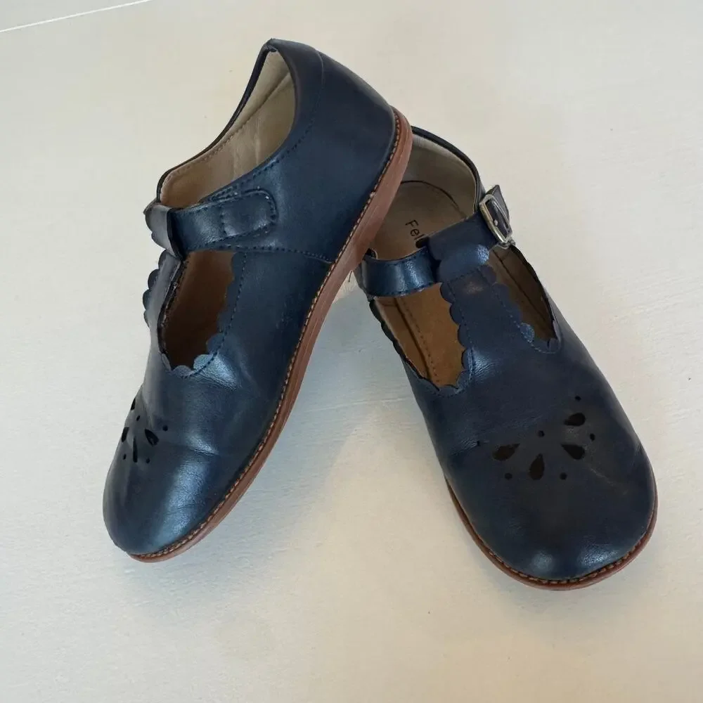 Felix and Flora Mary Jane Navy Blue Ballet Flats Shoes Girls Size 2 Velcro